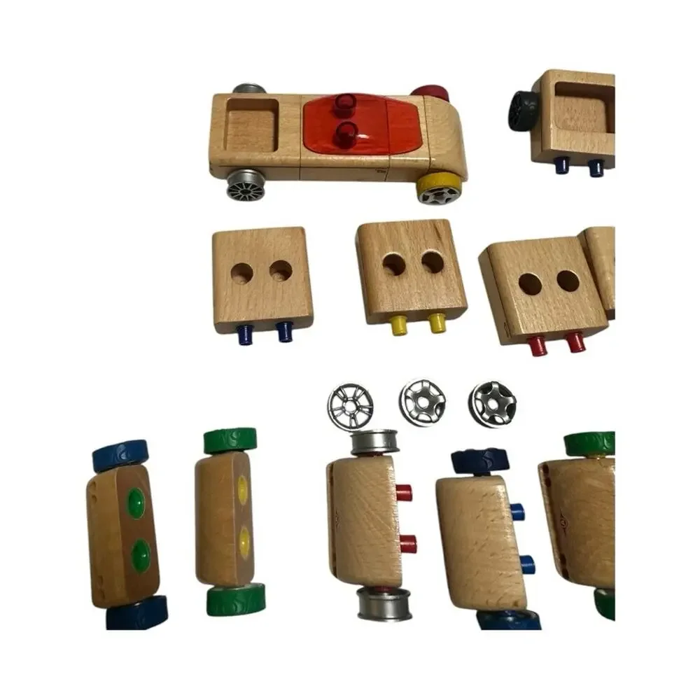 Vintage Automoblox Wooden Toy Car Set